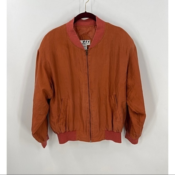 Corsini vintage silk boho rust orange bomber jacket L - Picture 17 of 17